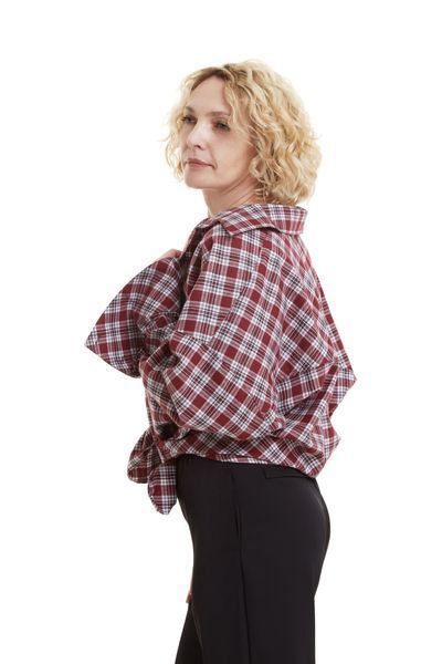 сорочка жіноча в клітинку оверсайз, вишня 4XL-5XL 25в/кл фото