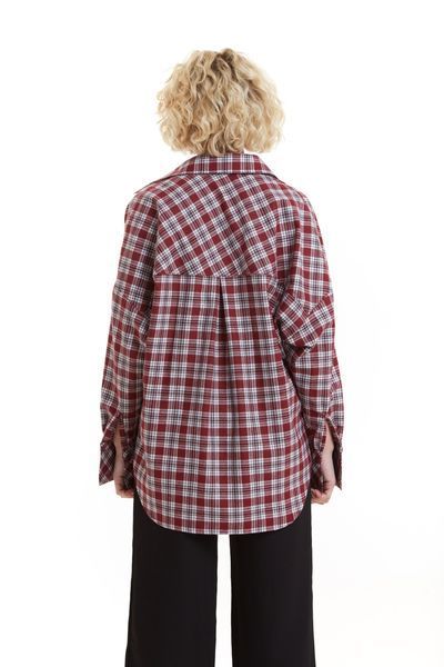 сорочка жіноча в клітинку оверсайз, вишня 4XL-5XL 25в/кл фото