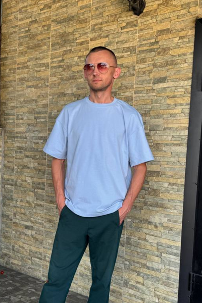 чоловіча футболка оверсайз, блакитна XXL 902-блакитна фото