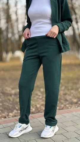 жіночі прямі штани з двунитки, смарагд 3XL 524/2-с фото