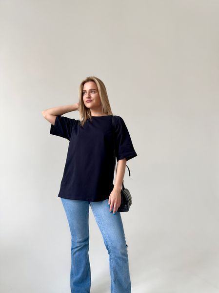 Жіноча футболка ОВЕРСАЙЗ чорна 2XL-3XL ч2_оф2 фото